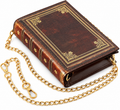Vintage brown book-shaped handbag with gold chain