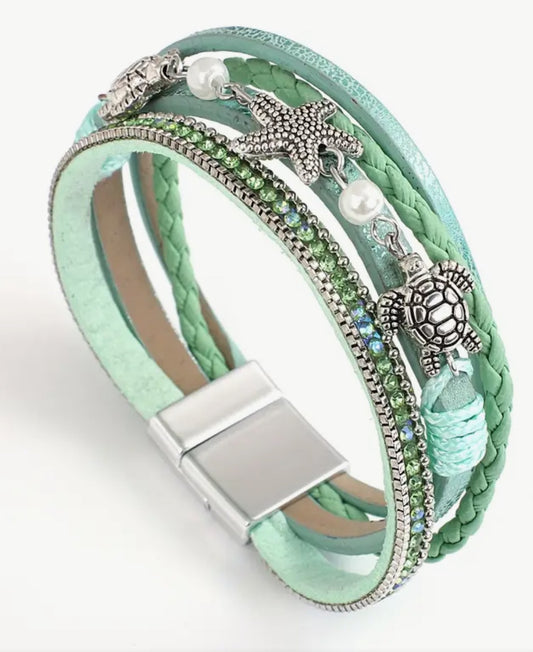 Starfish turtle braided bracelet