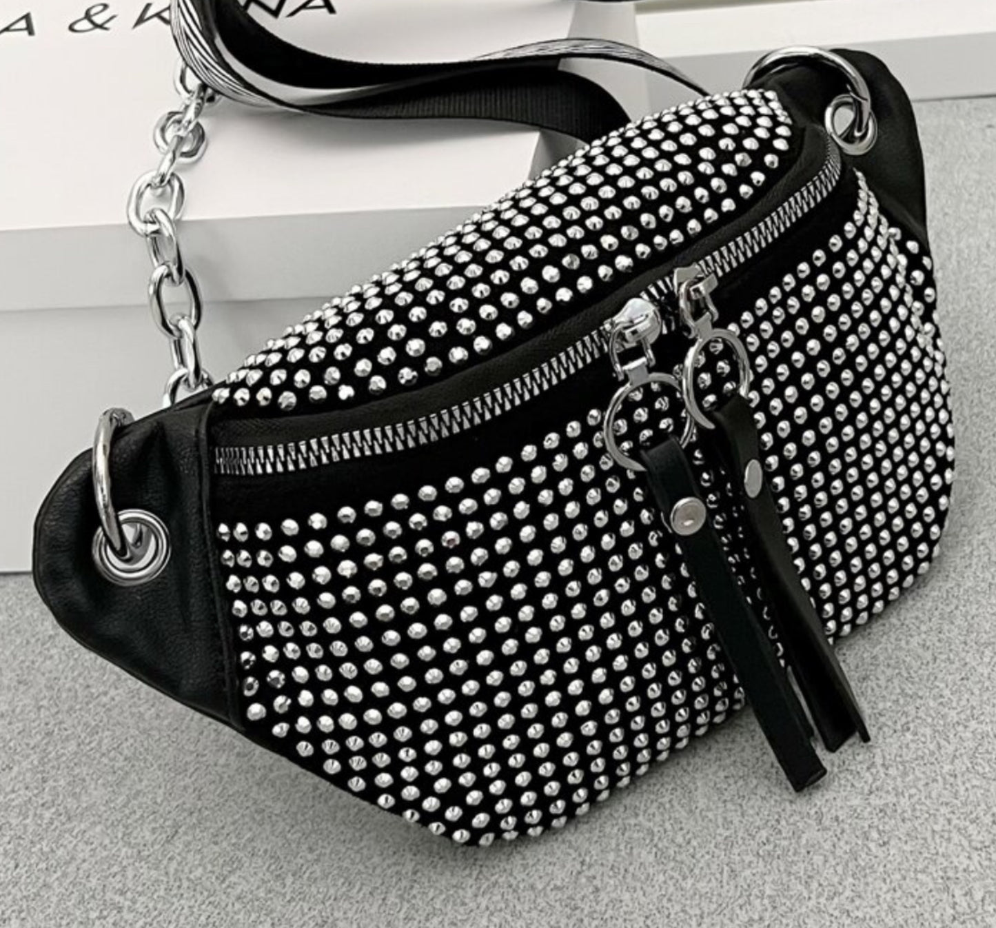 Studded diamanté waist bag