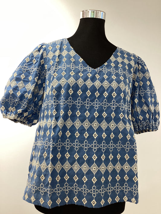 Adorne Embroidered blue cotton shirts