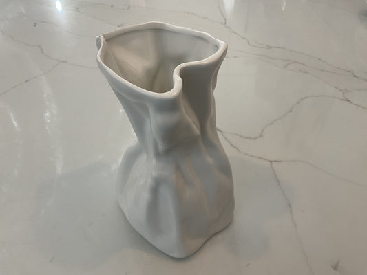 Paper bag ceramic vase